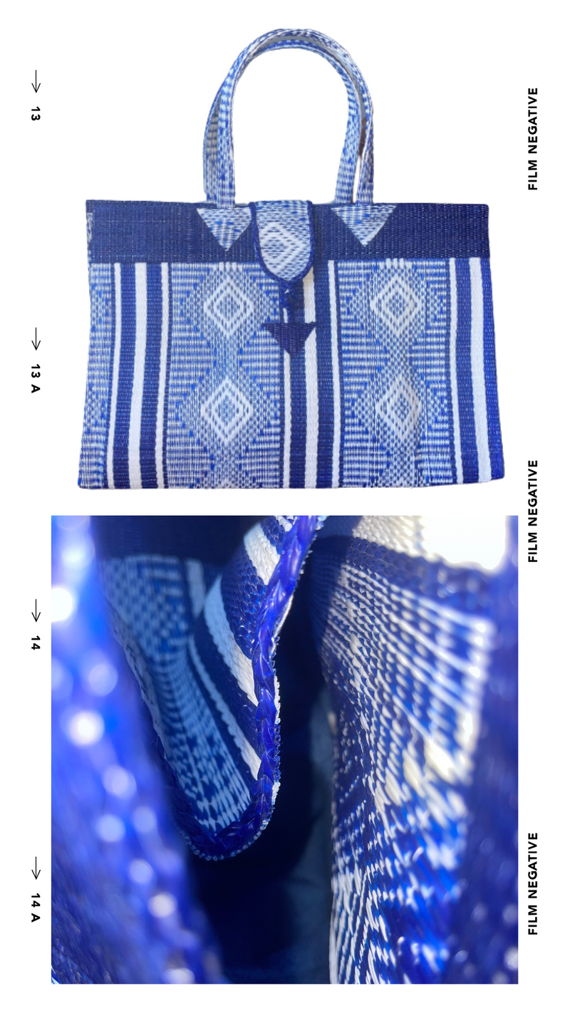 Handcrafted Malian Woven Tote Bag | Blue Diamonds - Monteh