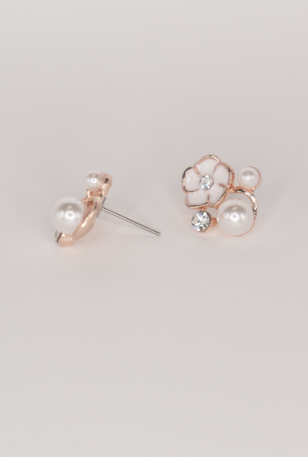 Copper Pearl Flower Earrings