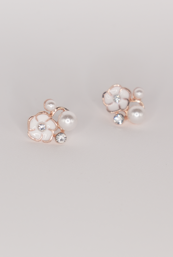 Copper Pearl Flower Earrings