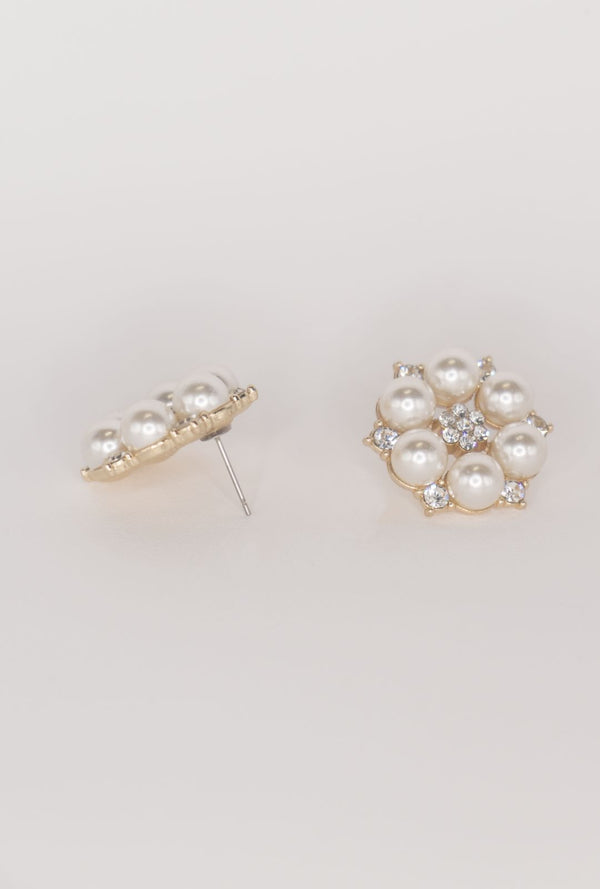 Rhinestone Pearls Earrings