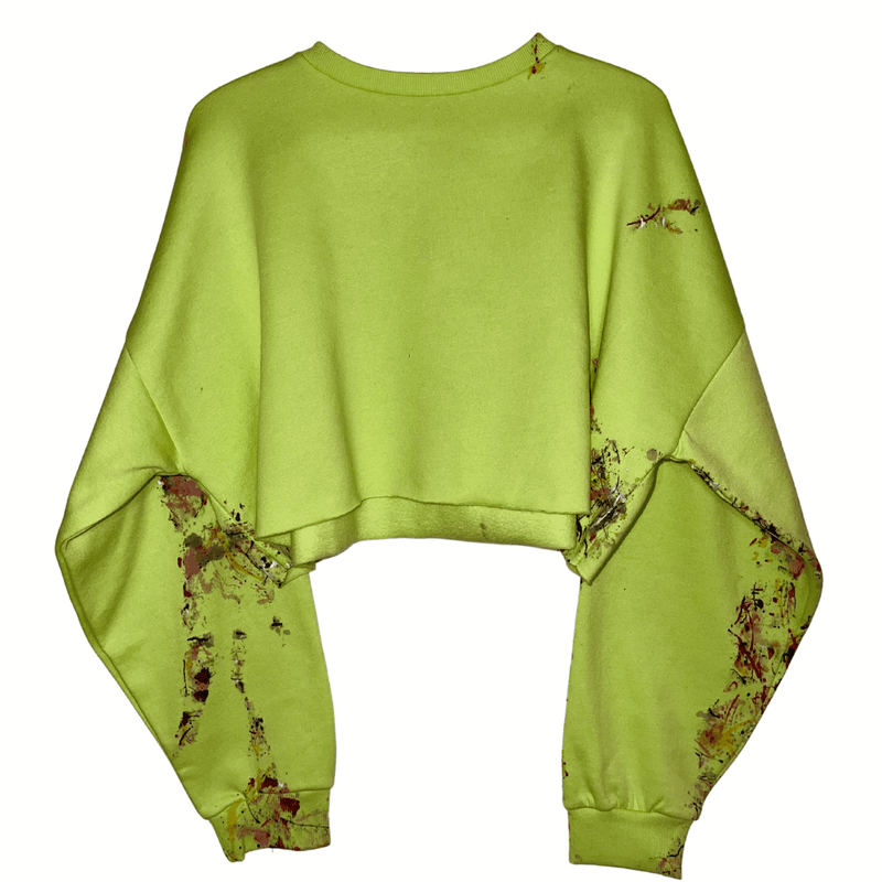 MultiColored Lime Green Crop Sweater | Monteh