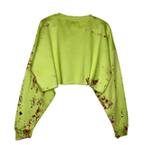 Unisex Lime Green Paint Crop Sweater - Monteh