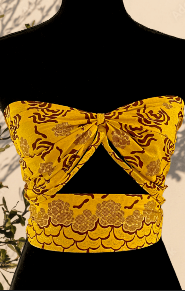 Women's African Print Yellow Rose Top | Virtual Rack - Monteh
